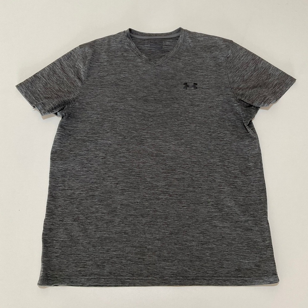 Under Armour Mens V-Neck Performance T-Shirt Heather Gray Size Large L